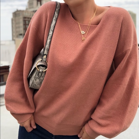 Yasmine Puff Sleeve Cozy Knit Sweater - Blush - Picture 7 of 8